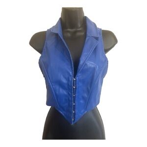 Pretty Little Thing Royal Blue Faux Leather Vest Size 2
